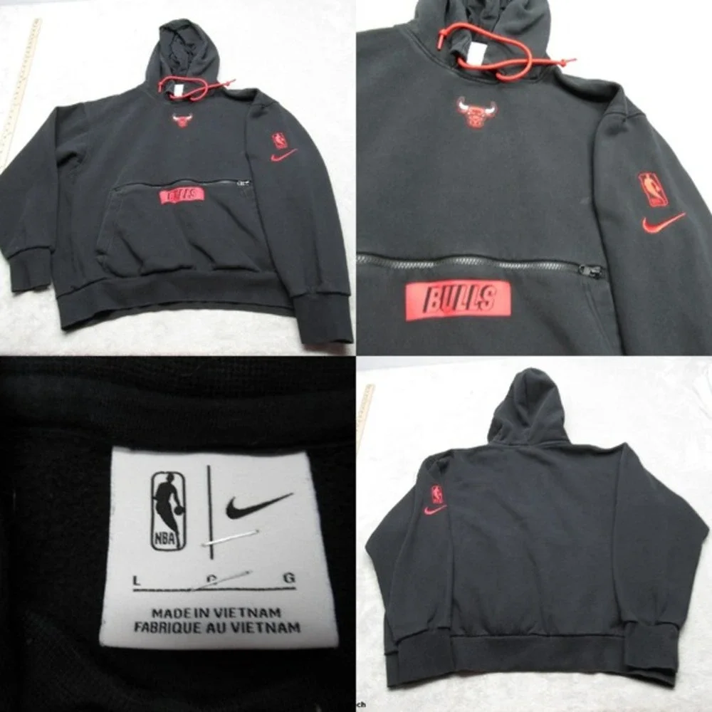 Chicago Bulls Hoodie‎ Youth Large Nike NBA Black Fleece Pullover Sweatshirt Y2K